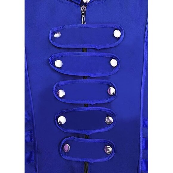 𝅺STEAMPUNK Victorian Swallow Tail Long Trench Coat Jacket Blue Cosplay Punk NWT - Picture 7 of 8